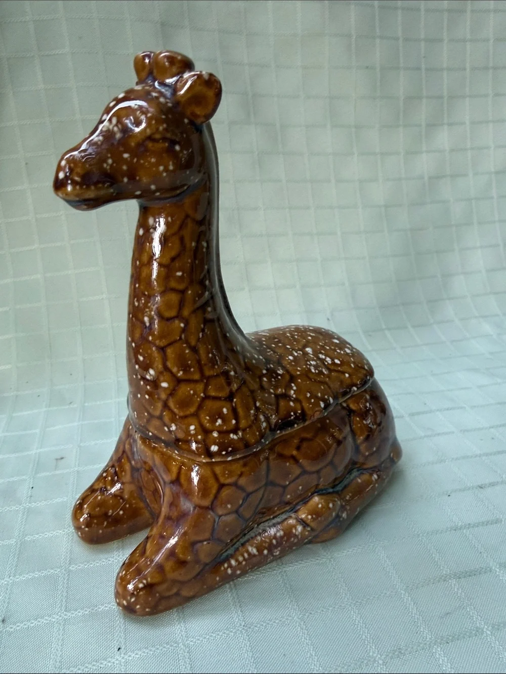 Vintage Brown Ceramic Giraffe Jewelry Organizer Sculpture